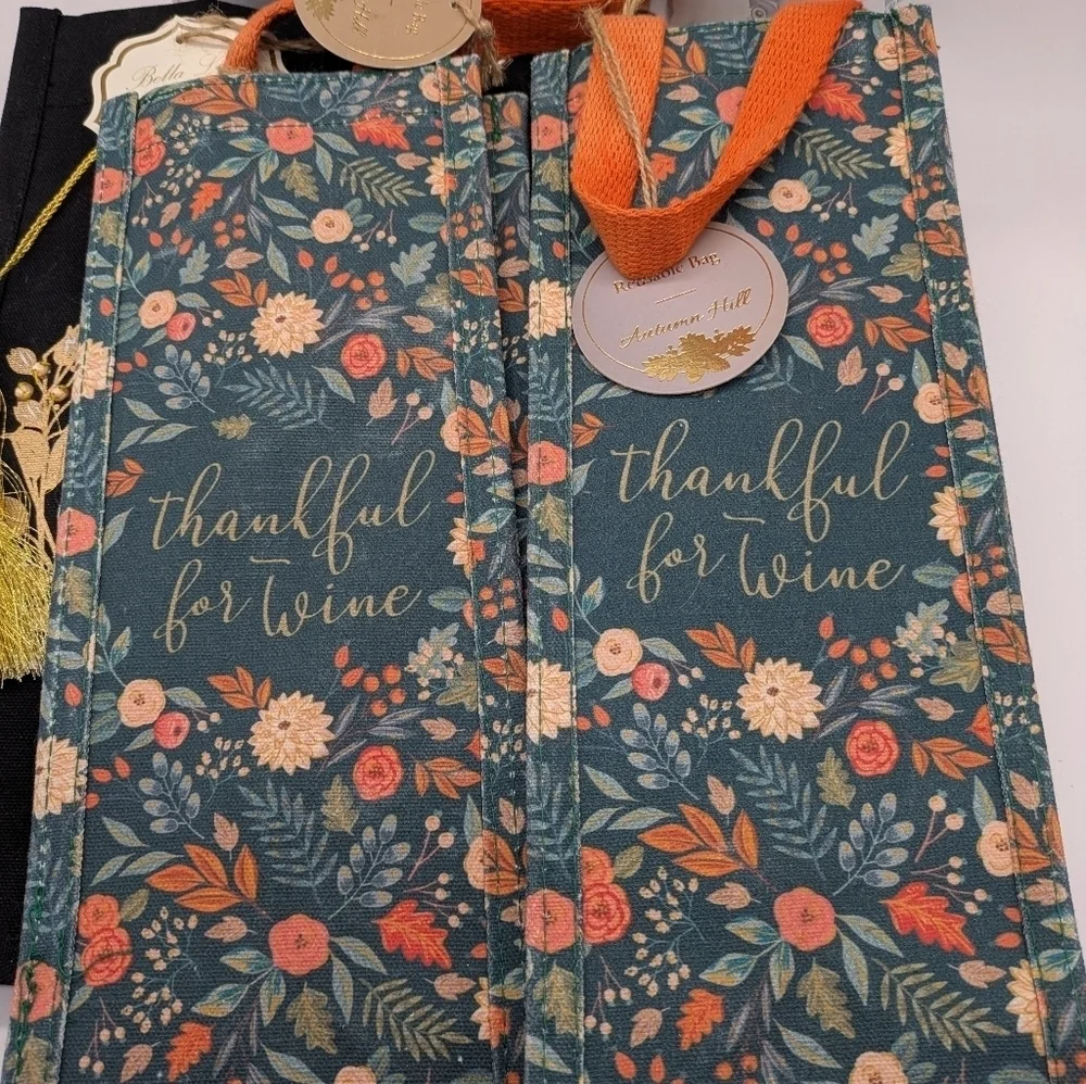Set Of 6 Fall Themed Wine Gift Bags & Boxes